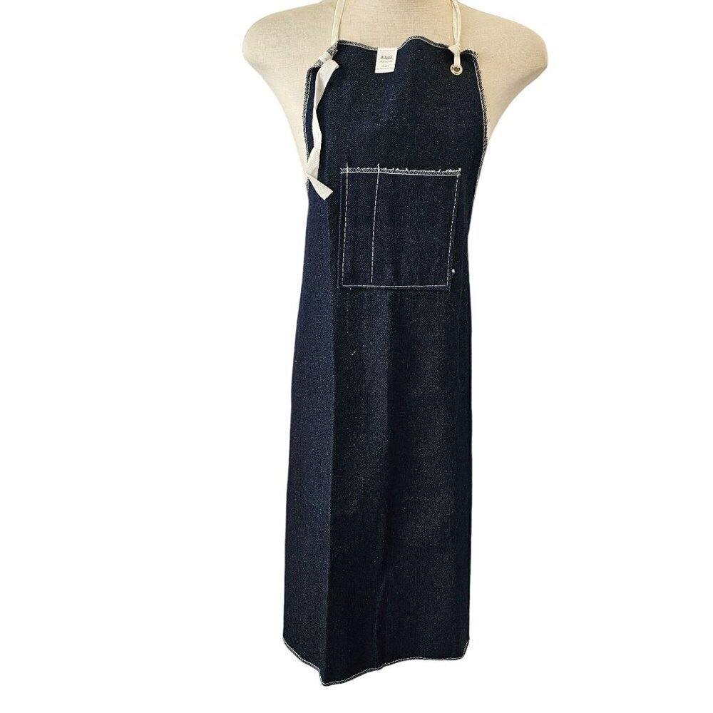 Ansell Multi-Purpose Blue Denim Apron 28W x 37L Adjust Neck Tie Waist Pocket NEW